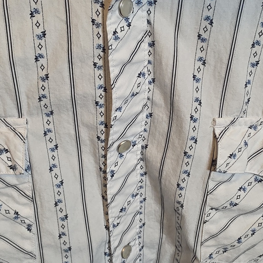Bullhead Western Style Men's White Blue Striped Button-Up Shirt XXL - Picture 6 of 10